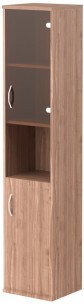 Шкаф колонка с малой глухой и стеклянной дверьми СУ-1.4(R) Ясень Шимо 406*365*1975