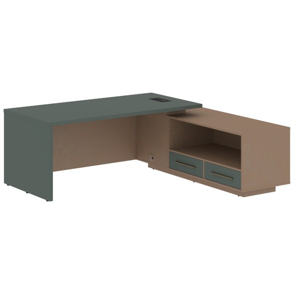 Стол руководителя с тумбой VCT 2119(R) 2100х1900х750 VELION в Сочи 